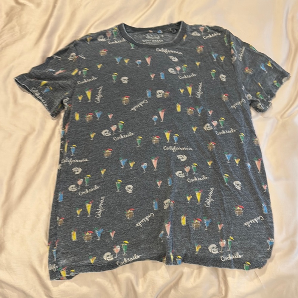 Lucky Brand Gray Short Sleeve Tee with Whimsical Print